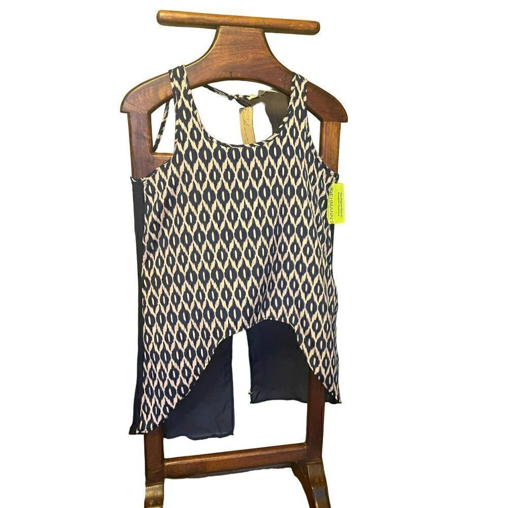 Vintage Havana Sleeveless Blouse with Sheer Three Button Back Women's Large NWT